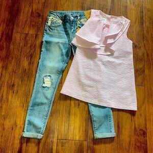 Regular Rise Ankle Skinny Jeans & Bonnie Jeans shirt.